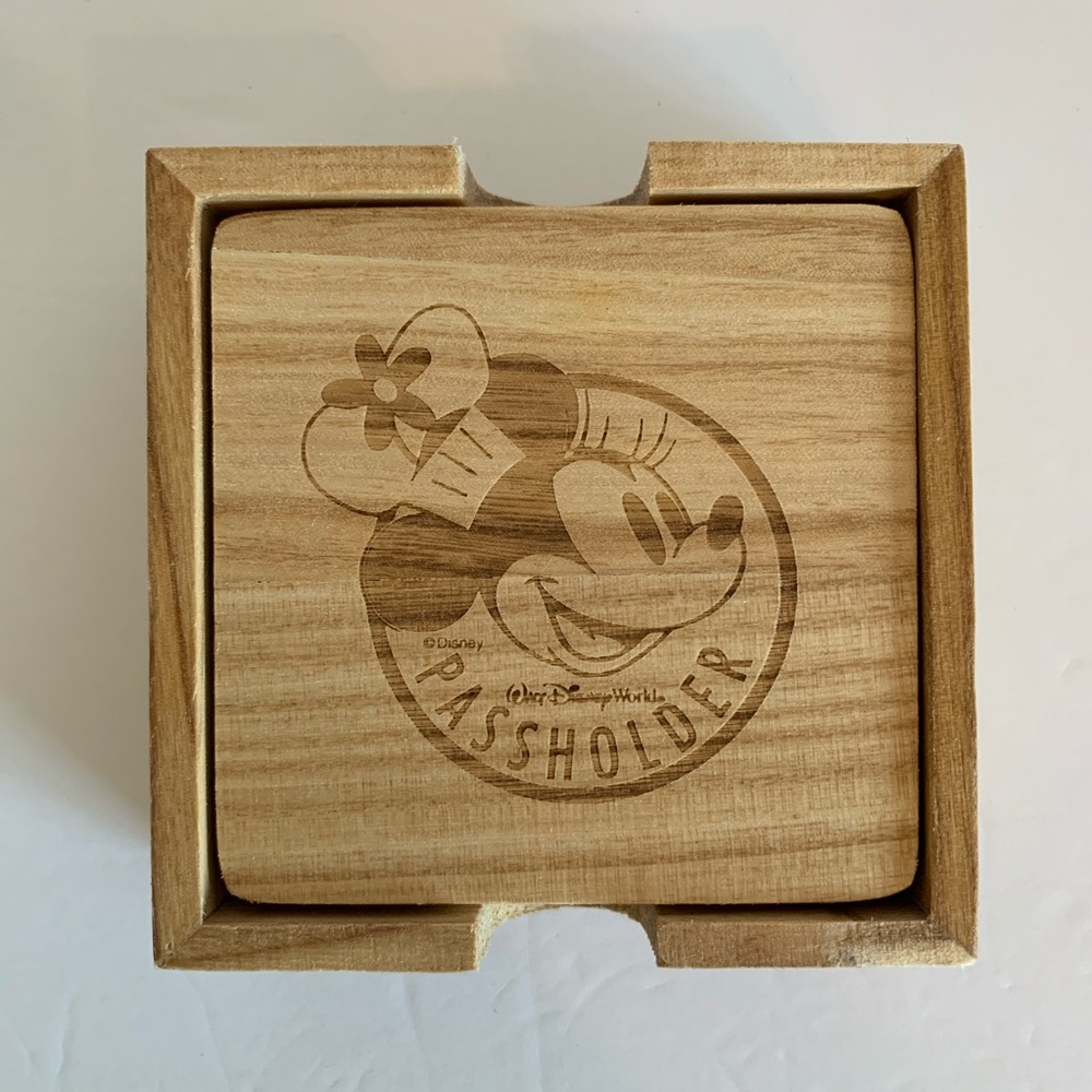 Minnie Passholder Wooden Coasters